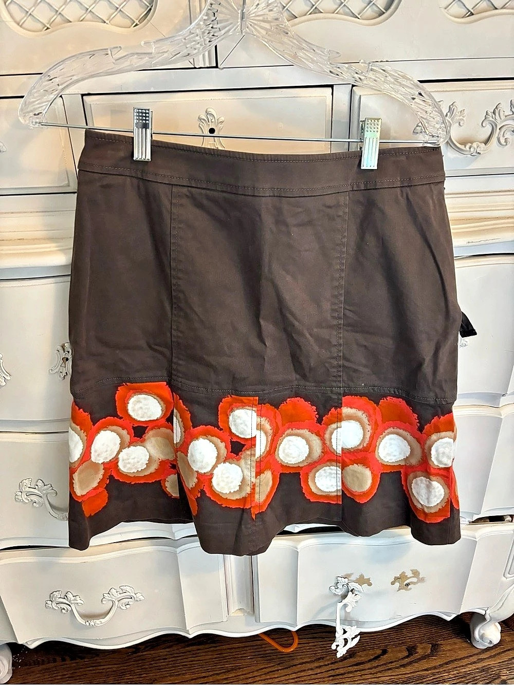 ETCETERA Women's Brown & Orange Mini Skirt Size 6